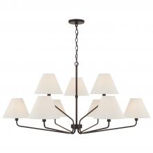 Capital Fixture Comp 456691ES-713 - 9-Light Angular Two-Tier Chandelier in Espresso with Tapered Soft Tan Fabric Shades