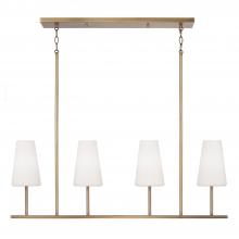 Capital Fixture Comp 855241AD-550 - 4-Light Modern Linear Chandelier in Aged Brass with Tapered Soft White Glass
