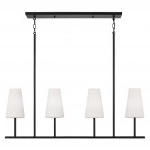 Capital Fixture Comp 855241MB-550 - 4-Light Modern Linear Chandelier in Matte Black with Tapered Soft White Glass