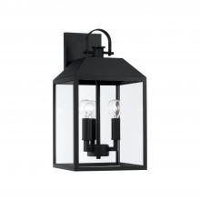 Capital Fixture Comp 953431BK - 3-Light Outdoor Square Rectangle Wall Lantern in Black with Clear Glass