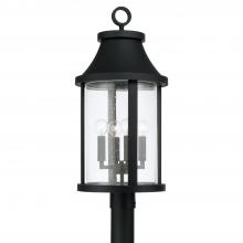 Capital Fixture Comp 953645BK - 4-Light Outdoor Cylindrical Post Lantern in Black with Seeded Glass