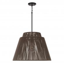 Capital Fixture Comp 956311UK - 1-Light Indoor Outdoor Pendant in Matte Black and Hand-wrapped Umber Resin Rope