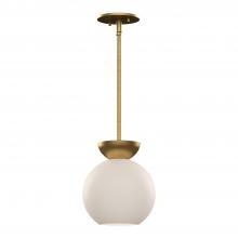 KUZCO Lighting PD59708-BG/OP - Arcadia 8-in Brushed Gold/Opal Glass 1 Light Pendant