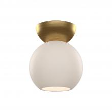 KUZCO Lighting SF59706-BG/OP - Arcadia 6-in Brushed Gold/Opal Glass 1 Light Semi Flush Mount