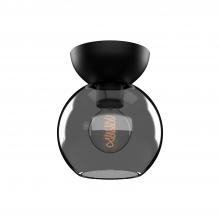 KUZCO Lighting SF59706-BK/SM - Arcadia 6-in Black/Smoked 1 Light Semi Flush Mount