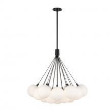 KUZCO Lighting CH3128-BK/OP - Bolla 28-in Black/Opal Glass LED Chandelier