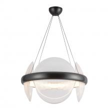 KUZCO Lighting CH13922-UBCR-UNV - Taurus 22-in Urban Bronze/Clear Ribbed Glass LED Chandelier