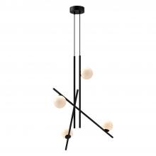 KUZCO Lighting CH89832-BK/GO-UNV - Amara 32-in Black/Glossy Opal Glass LED Chandeliers