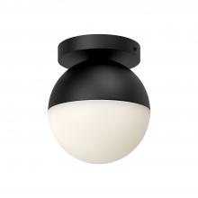 KUZCO Lighting FM58306-BK/OP - Monae 6-in Black/Opal Glass 1 Light Flush Mount