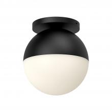 KUZCO Lighting FM58310-BK/OP - Monae 10-in Black/Opal Glass 1 Light Flush Mount