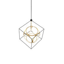 KUZCO Lighting CH19234-BK/AN - Monza 34-in Black/Antique Brass LED Chandeliers