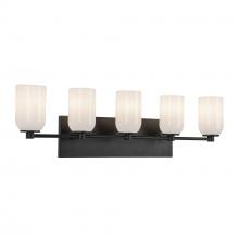 KUZCO Lighting VL57732-BK/GO - Nola 32-in Black/Glossy Opal Glass 5 Lights Vanity