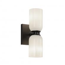 KUZCO Lighting WS57712-BK/GO - Nola 12-in Black/Glossy Opal Glass 2 Lights Wall Sconce
