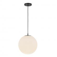 KUZCO Lighting PD34212-BK/OP - Marco 12-in Black/Opal Glass Socket Pendant