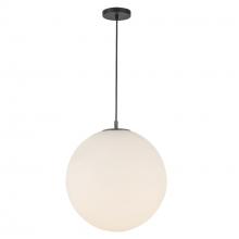 KUZCO Lighting PD34616-BK/OP - Marco 16-in,196-in Black/Opal Glass Socket Pendant