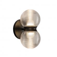 KUZCO Lighting EW77209-BK/CR - Peri 9-in Black/Clear Ribbed Glass LED Exterior Wall