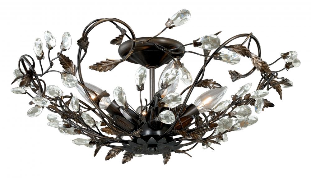 Jardin 19-in Semi Flush Ceiling Light Architectural Bronze and Gold Accents