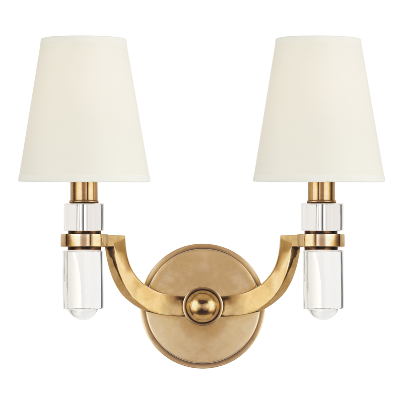 2 LIGHT WALL SCONCE w/WHITE SHADE