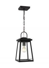 Generation - Designer 6248401EN7-12 - Founders modern 1-light LED outdoor exterior ceiling hanging pendant in black finish with clear glas