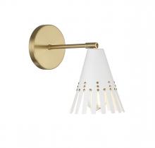 Savoy House Meridian M90103WHNB - 1-Light Adjustable Wall Sconce in White with Natural Brass