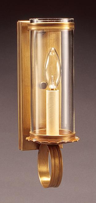 Wall Sconce 3" x 8" Glass Cylinder Verdi Gris 1 Candelabra Socket Clear Glass