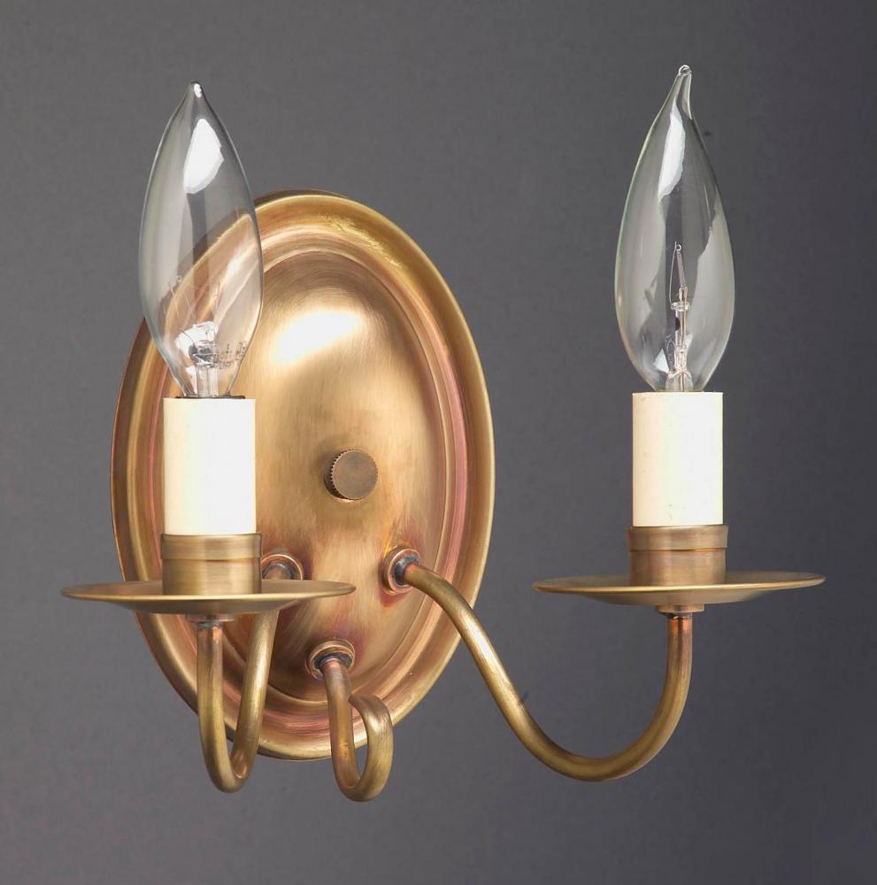 Wall Sconce 2 J-Arm Dark Antique Brass 2 Candelabra Sockets