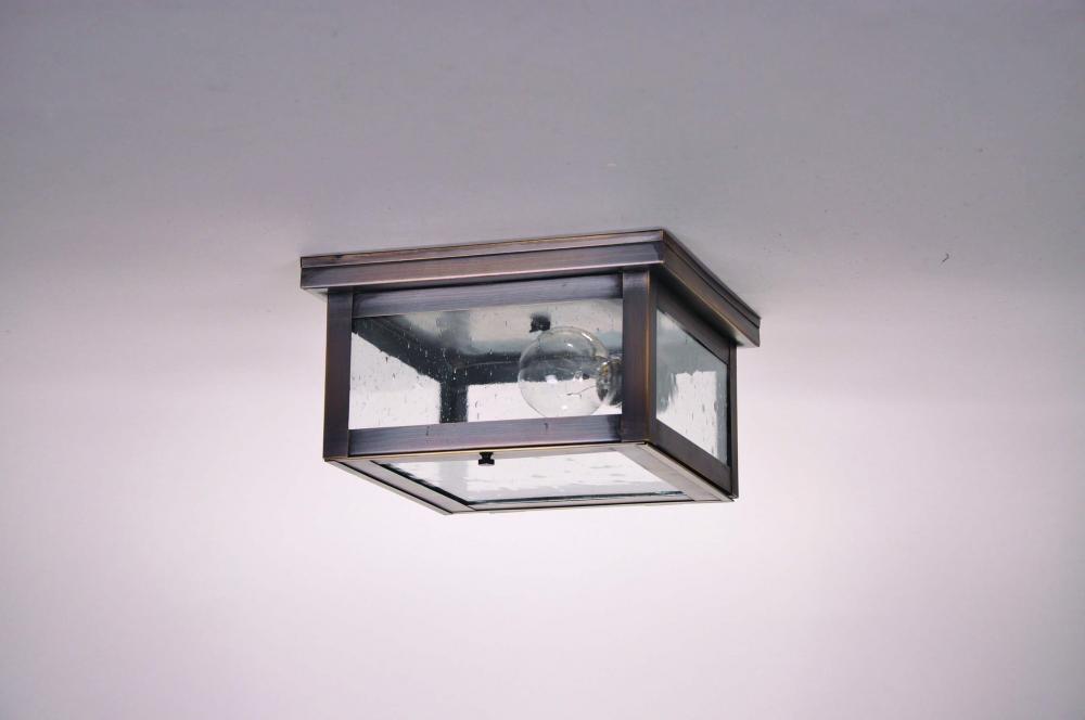 Flush Antique Copper Medium Base Socket Frosted Glass