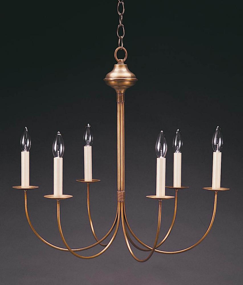 Hanging J-Arms Antique Brass 6 Candelabra Sockets