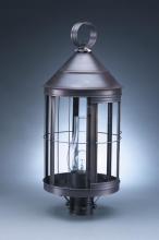 Northeast Lantern 3353-VG-LT3-CLR - Cone Top Post Verdi Gris 3 Candelabra Sockets Clear Glass