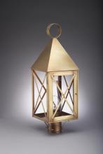 Northeast Lantern 7053-DB-CIM-SMG - Pyramid Top X-Bars Post Dark Brass Medium Base Socket With Chimney Seedy Marine Glass