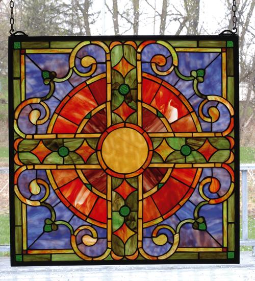 20"W X 20"H Medieval Cross Stained Glass Window